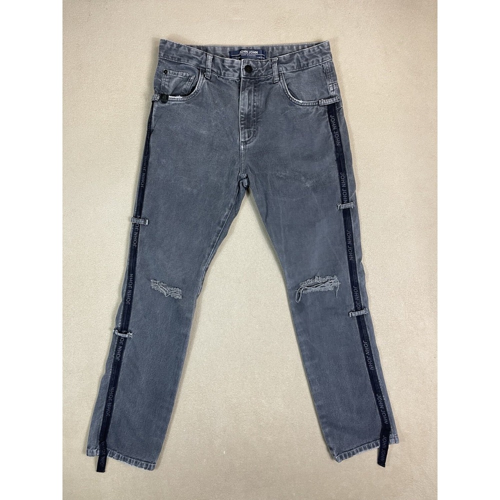 John‎ John Jeans Mens 40/30 Black Wash Made In Heaven Straight Slim Mid Rise